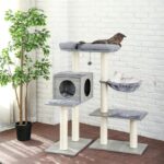 Luxury Multi-Cat Tree House with Scratch Post and Hammock