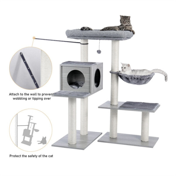 Luxury Multi-Cat Tree House with Scratch Post and Hammock