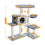 Luxury Multi-Cat Tree House with Scratch Post and Hammock