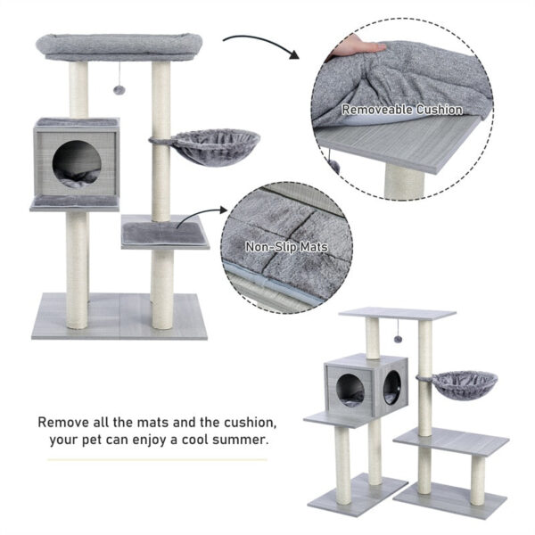 Luxury Multi-Cat Tree House with Scratch Post and Hammock
