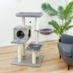 Luxury Multi-Cat Tree House with Scratch Post and Hammock