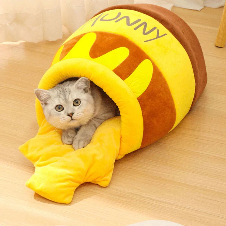 Yellow Honey Pot Cat Bed